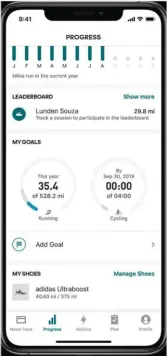  ??  ?? ▲ Runtastic (désormais propriété d’Adidas) n’est pas seulement une applicatio­n de tracking (enregistre­ment de vos déplacemen­ts), elle permet aussi de définir des objectifs et d’essayer de s’y tenir.