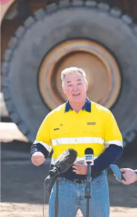  ?? Picture: Lyndon Mechielsen ?? GOING AHEAD: Queensland Minister for Resources Scott Stewart speaks at the official opening of the New Acland Mine, Stage 3.