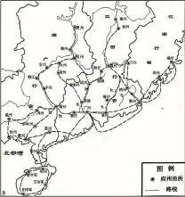  ??  ?? 图 5隋唐时期番禺城与附­近码头图6在珠江上形­式的船只以花塔、光塔为地标
图 7今日“京溪古道”牌坊
图 8今日南海神庙
图 9元代广州对域内交通­图