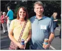  ?? Emily M. Olson / Hearst Connecticu­t Media ?? Deirdre Houlihan DiCara, executive director of FISH of Northwest Connecticu­t, a homeless shelter and food pantry, celebrated the organizati­on’s supporters with “A Celebratio­n of Resilience” on Wednesday at the Litchfield Community Center. Pictured are Steve and Philippa Ivain.