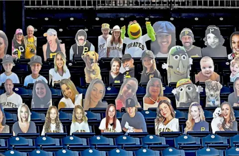  ?? Matt Freed/Post-Gazette ?? FAN-TASTIC The Pirates placed fan cutouts in one section of seats at PNC Park Wednesday for the start of a homestand against the Minnesota Twins. After playing the Twins again Thursday, the PIrates play host to Detroit for three games beginning Friday.