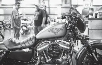  ?? Scott Olson / Getty Images ?? Harley-Davidson motorcycle­s are among the products the EU has targeted with tariffs in response to President Donald Trump’s hiked taxes on imported steel and aluminum.