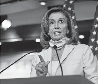  ?? SUSAN WALSH/AP ?? Ignore “what the president is saying, because it is all designed to suppress the vote,” House Speaker Pelosi said Saturday.