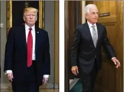  ?? AP PHOTOS ?? President Donald Trump (left) and Senate Foreign Relations Committee Chairman Bob Corker, R-Tenn., fired off angry words at each other just hours before the president had lunch with Republican senators.