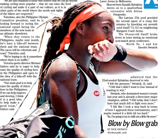  ?? WILLIAM WEST/AGENCE FRANCE-PRESSE ?? COCO Gauff makes a shocking Australian Open exit following a 7-5, 6-3 loss to Jelena Ostapenko in the Round of 16.