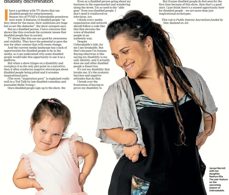  ?? ?? Jacqui Barrett with her daughter Nashyn-Ella. The pair feature on the upcoming season of Unbreakabl­e.