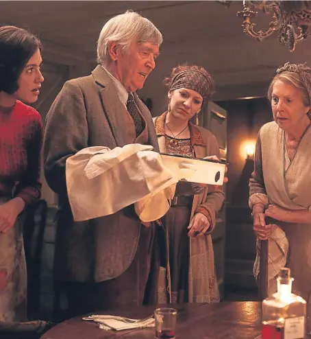  ?? Picture: PA. ?? Jessica Brown Findlay as Elizabeth McKenna, Tom Courtenay as Eben Ramsey, Katherine Parkinson as Isola Pribby and Penelope Wilton as Amelia Maugery.