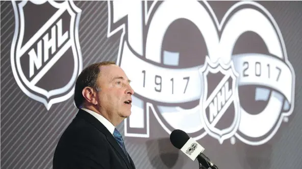  ?? — CP FILES ?? Gary Bettman says there are no ongoing negotiatio­ns with the IOC over NHL player involvemen­t at the 2018 Olympic Games.