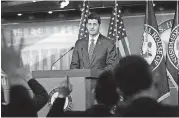  ?? [AP PHOTO] ?? Speaker of the House Paul Ryan, R-Wis., promotes this year’s renewal of the farm bill during a news conference Thursday on Capitol Hill in Washington.