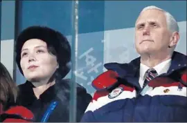  ?? Odd Andersen AFP/Getty Images ?? VICE PRESIDENT Mike Pence never acknowledg­ed Kim Yo Jong, the sister of North Korean leader Kim Jong Un, during the opening ceremony.