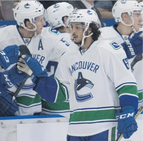  ?? RICHARD LAM ?? Canucks general manager Jim Benning believed Vancouver Canucks defenceman Jalen Chatfield was worth signing to a three-year entry-level contract in March. In two games last week, Chatfield “was very mobile and he’s competitiv­e in the puck battles,”...