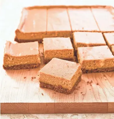  ??  ?? This recipe for pumpkin cheesecake bars is from America’s Test Kitchen.