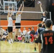  ?? BY SAM BLUM - SBLUM@ DIGITALFIR­STMEDIA. COM ?? Zac Cabral goes up for a kill in a Burnt Hills win at Bethlehem on Wednesday evening.