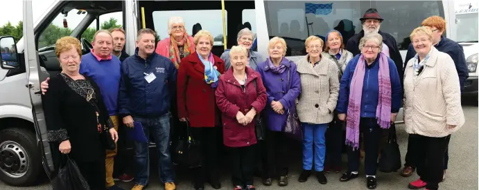  ??  ?? A group from Stamullen, Laytown, Bettystown and Julianstow­n pictured on their arrival at the Rural Transporta­tion Day celebratio­ns in Navan. Onright is Miriam McKenna of Flexibus – Local Link, Louth Meath, Fingal.