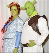  ??  ?? JOKERS: Kyle and Vicky in Shrek gear
