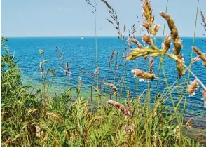  ??  ?? Wer mit dem Rad eine Runde dreht, entdeckt viele schöne Plätze. Die Aussicht von der Steilküste reicht von der Lübecker bis zur Wismarer Küste. Mit einem Fernglas sieht man auch die Inseln Fehmarn und Poel.