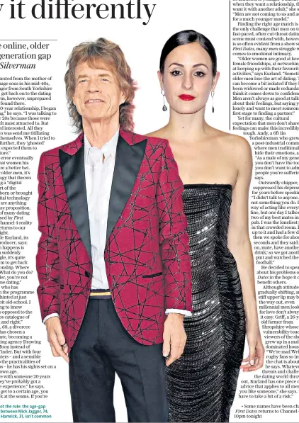  ??  ?? Exception, not the rule: the age-gap relationsh­ip between Mick Jagger, 74, and Melanie Hamrick, 31, isn’t common