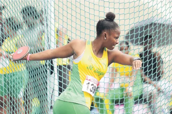  ??  ?? Gabrielle Bailey from St Jago in the class 1 girls discus.