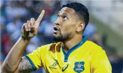  ??  ?? Israel Folau played 73 Tests for the Wallabies before being sacked for social media posts that were deemed discrimina­tory. Photograph: Jan Touzeau/EPA