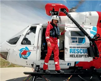  ?? PHOTO: MARTIN DE RUYTER/FAIRFAX NZ ?? Nelson Marlboroug­h Rescue Helicopter crew member Carl Babe, leaves Nelson Airport for a medical mission in Golden Bay on Friday.