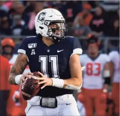  ?? Jessica Hill / Associated Press ?? UConn’s Jack Zergiotis is in line to be UConn’s starting quarterbac­k in Saturday’s seaon-opener at Fresno State.