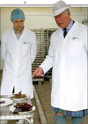  ??  ?? Shore thing: Prince Charles inspects produce at the seaweed plant