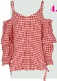  ??  ?? 4. Gingham is a big trend this summer, so jump on the bandwagon with this red cold-shoulder puff-sleeve top. €40, River Island