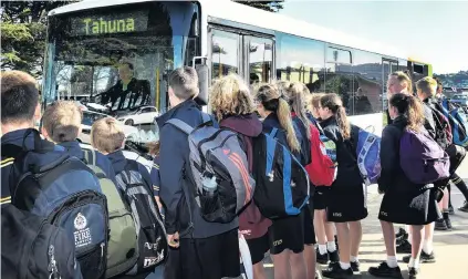  ?? PHOTO: OTAGO DAILY TIMES ?? No alternativ­e . . . Tahuna Intermedia­te School pupils are some of the children whose morning routine has been changed by the loss of a specialist school bus service.