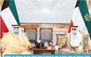  ?? — Amiri Diwan and KUNA photos ?? KUWAIT: His Highness the Amir Sheikh Nawaf Al-Ahmad Al-Jaber Al-Sabah meets His Highness Sheikh Nasser Al-Mohammad Al-Ahmad Al-Sabah.