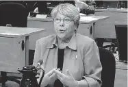  ?? CHARBONNEA­U COMMISSION VIA THE GAZETTE ?? Former Parti Québécois MNA and party fundraiser Lucie Papineau testifies at the commission on June 19. While the spring session is over, the inquiry won’t likely come to a close until April 2015.