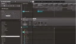  ??  ?? The duo like to make layered percussion in Maschine, then import it into Logic Pro X