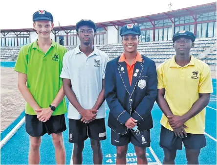  ?? ?? Maritzburg College’s record breaking athletes at the school’s 2022 Inter-House Athletics Championsh­ip; Ryan Stockhil, Ilunga Kayembe, Neo Mosebi and Luyanda Kunene.