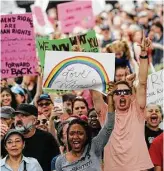  ?? Elizabeth Conley / Houston Chronicle ?? More than 20,000 people in Houston gathered Saturday at City Hall, joining tens of thousands of other Texans in protest. Story on page A3.