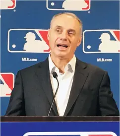  ?? — THE ASSOCIATED PRESS FILES ?? Speeding up the game is one of the top priorities for Major League Baseball commission­er Rob Manfred.