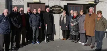  ??  ?? Andrew Nolan, Paul Kehoe T.D., Tony Furlong, Diarmuid Devereux, Rory Murphy, Ibar Murphy, Monsignor Lory Kehoe, Margaret Doyle, Jim Breen, Breda Jacob, Angela McCormack, Bobby Goff and Mary Foley at the plaque unveiling in Innovate Wexford Park on...