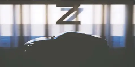  ?? — NISSAN ?? The first teaser image of Nissan’s next-generation Z car appeared as a silhouette in a YouTube video.