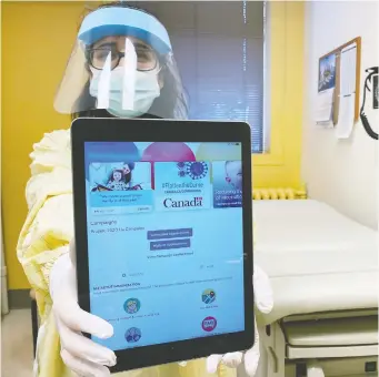  ??  ?? Staff at Hôpital Élisabeth Bruyère are being immunized against the flu with the help of an electronic tracker called Clinic Flow, based on an app developed in Ottawa to help families keep track of immunizati­ons.