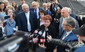  ?? David Dermer/Associated Press ?? Summit county executive Ilene Shapiro speaks to the media Monday outside the federal courthouse in Cleveland.