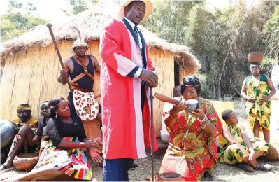  ?? — Picture: Tawanda Mudimu. (See story on Page 2) ?? Participan­ts at the Zimbabwe Staff College Culture Day showcase the local traditiona­l way of life at Josiah Magama Tongogara Barracks in Harare yesterday.