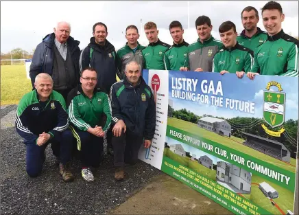  ?? (Back from left)
Photo by Michelle Cooper Galvin ?? Listry GAA Club members Fergus Clifford, Denis Murphy, Club Chairman Jerome Kennedy.Pa Mannix, Tim Scannell, Tim Fitzgerald, Sean O’Sullivan, Billy O’Brien Mark Leslie, Peadar Keane, Donagh O’Regan and Joe Clifford at the launch of Listry GAA Building for the Future at Listry GAA grounds on Friday.
