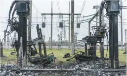  ?? BRENDAN HOFFMAN/THE NEW YORK TIMES ?? Nearly half of Ukraine’s energy grid has been knocked out by Russian missiles, including this substation in central Ukraine, struck in October.