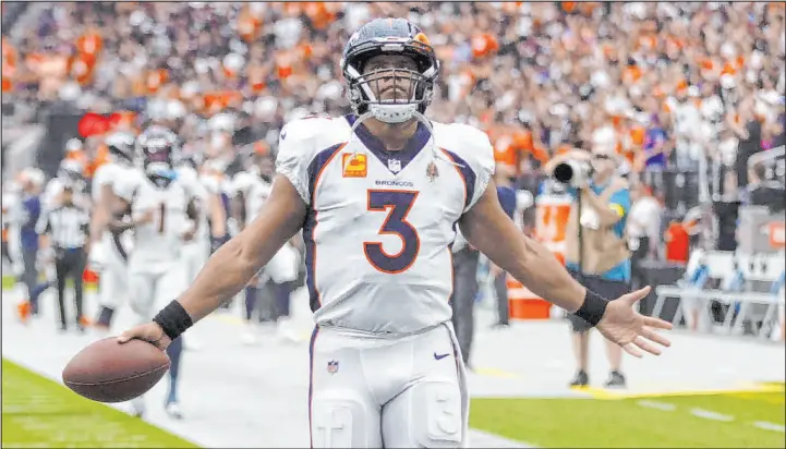  ?? Heidi Fang Las Vegas Review-journal @Heidifang ?? Russell Wilson was supposed to be the key offseason addition to propel the Broncos to the top of the AFC West. Instead, they welcome the Raiders on Sunday with a 3-6 record.
