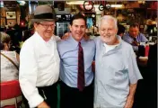  ?? LOANED PHOTO COURTESY OF BILL LUTES ?? GOV. DOUG DUCEY (center) flanked by Lutes Casino owners Bob and Bill Lutes, during his stop for lunch in Yuma Tuesday.