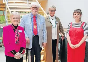  ?? ?? Launch Glenys Andrews from POS, Provost Dennis Melloy, Libby Melloy and Kate Bell, arts programmin­g and developmen­t manager, Birnam Arts at the launch of the 2021 Perthshire Open Studios exhibition