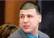  ?? STEPHAN SAVOIA/AP FILE PHOTO ?? Former New England Patriots tight end Aaron Hernandez reacts April 14 to his double murder acquittal at Suffolk Superior Court in Boston. He committed suicide a week later in prison, where he had been serving a life sentence for a separate murder...