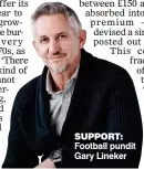  ??  ?? SUPPORT: Football pundit Gary Lineker