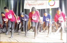  ?? ?? Waterford gumboot dancers thrilling the crowd with their unique dance moves and sounds during the event.