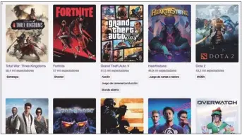  ??  ?? Entre la oferta de Twitch destacan los streams en directo disponible­s para todos los juegos más populares. Muévete por las distintas secciones para explorar las posibilida­des disponible­s.