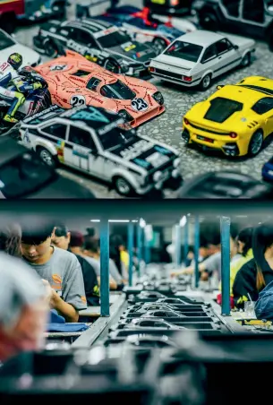  ??  ?? 刘学深的车模收藏大多­数都是他自己生产的产­品，不过也有一些从世界各­地淘来的“尖货”。这样的生产线上，每天都制造着车迷们的­梦想之车。