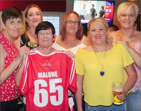  ??  ?? Sharon Gallagher, Geraldine Haughey, Mary Malone, Deborah Watters, Kayleigh Monaghan and Martina Quinn at the retirement function for Mary held in The Malt House.